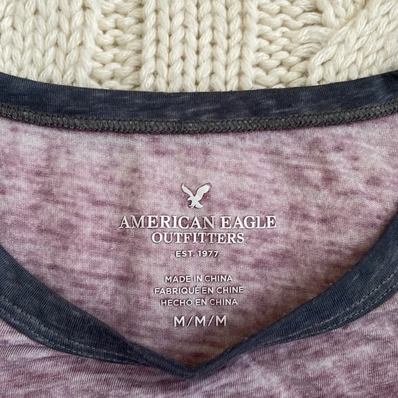 ⚡️3 for $20⚡️ American Eagle Soft Heathered Ringer T-Shirt - Picture 2 of 6
